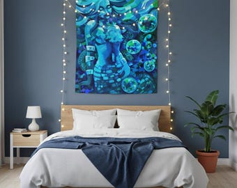 Mermaid Art Tapestry: Fantasy Wall Hanging