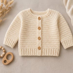 Baby Crochet Cardigan Pattern PDF, Easy Baby Sweater Crochet Pattern, Top Down Seamless Baby Cardigan, Newborn Baby Jacket Pattern