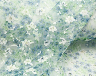 1.4 meters wide grass green blue daisy organza gauze yarn faric DIY summer fluffy dress skirt shirt clothing design material V36KN67P251203V