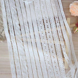 10 Meter 1,7-2,7 cm breit Elfenbein Baumwolle Hohlgewebe Stickerei Spitzenbesatz Band Kragen Ärmel Rock Kleid Kanten Zubehör T27X1T250413H