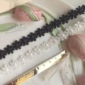 10 yardas 1,5 cm 0,59" de ancho negro/marfil margarita bordado diy niños muñeca falda vestido de novia camisa borde material encaje ajuste C19U45K231011V