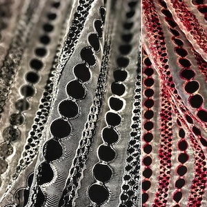 Black/red/blue Transparent jacquard weaving, striped geometric hole mesh fabric dress skirt curtain stage background material C12Y41P250306B