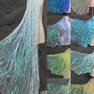 1.45 meterS wide glossy Gradient iridescent organza pleated yarn fabric diy dress skirt shirt pants jacket clothing material V37G46P240917P