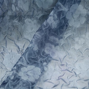 Translucent haze blue bubbles rose pleat embossed chiffon fabriccardigan dress skirt shirt pants clothing design material V36KN169P260301V S