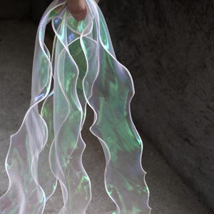 5 Meter 7 cm breit Laser Farbverlauf Laser Farbverlauf Organza Tüll Rüschenrand Hochzeitskleid Puppendekoration Spitzenband Y26V20V230626V