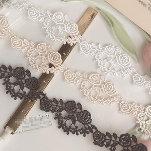 10m 2,5cm 0.98" breit schwarz/elfenbein/beige rose Embroidery Rock tanzkleid hemd rand Material Spitzenband C19U99K231012V