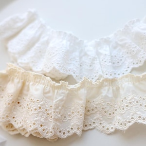 5 metri 7 cm 2,75" di larghezza bianco/beige cotone ricamo cavo pieghe pizzo bordo nastro bambino vestito gonna camicia bordi materiale G9T1480P230710P