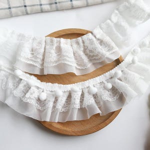5 Meter 2,5-4 cm breit Elfenbein Netz Chiffon Rüsche Handarbeit Kleid Rock Ärmel Spitzenbesatz Band Einfassung Zubehör Material T21P53C250213V
