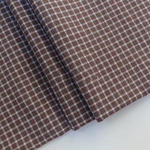 1.45 meterS wide Spring Autumn Vintage Brown Cotton Checkered Shirt Skirt Fabric dress jacket pants clothing design material T17V213P251114C