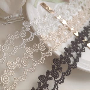 10 jardas 3 cm 1,18" de largura preto/marfim/bege pulseira de rosas saia feita à mão vestido camisa lingerie material de acabamento de renda fita C19U59K231010V
