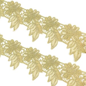 3 yard 11cm 4.33&quot; wide gold floral braid fabric embroidery wedding party dress skirt lingerie sleeves lace trim ribbon tapes Z34E231T230721X