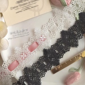 10ヤード 3.8 cm 1.49インチ幅 ブラック/アイボリー 刺繍 DIY 子供用 人形 スカート ダンス ドレス シャツ レース トリム 1 cm リボン C19U101K231014V
