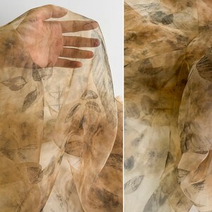 1.45 meterS wide brown Leaf printing dyeing gauze mesh yarn gauze fabric cardigan shirt skirt dress design clothing material Y29C57L241219V image 10