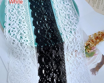 5 meterS 5.7cm 2.24" wide black/ivory/beige/white cotton fabric lace trim ribbon dress skirt cloth edge accessories material C42F188P250417C