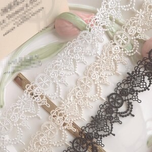 5 yards 3 cm 1.18" di larghezza braccialetto con goccia di rosa nero/avorio ricamo gonna abito da sposa camicia lingerie bordo materiale pizzo C19U53K231011V