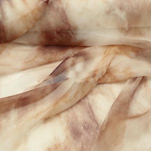 Karamellbrun oregelbunden blandad randig chiffong genomskinligt tyg klänning kjol byxor skjorta jacka design klädmaterial V36KN48V250920V S