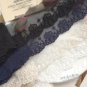 10 iarde 6 cm 2,36" di larghezza nero/avorio/blu navy/beige garza di cotone con ricamo gonna abito bordatura nastro in pizzo C19U75K231012V