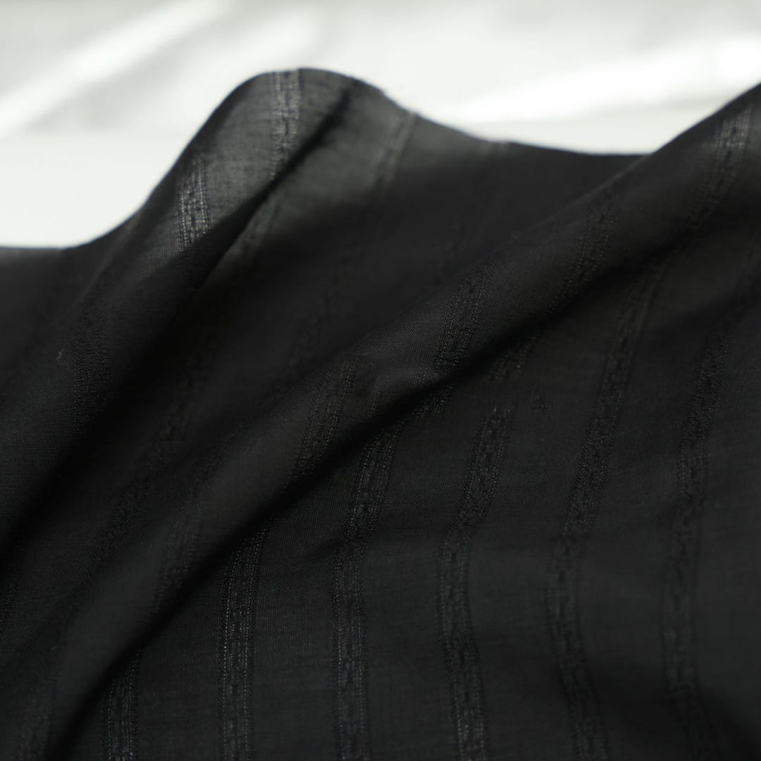 Thin Soft Semi Transparent Black Vertical Stripe Fabric Yarn Handmade ...