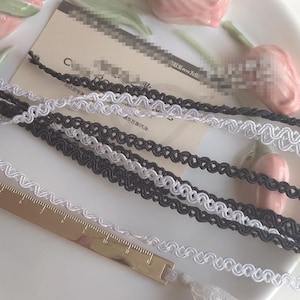 10 Meter 5 mm breite schwarz/ivory Borten Streifen Kinder Puppenrock Kleid Hemd Ärmel Einfassung Dekoration Material Spitzenband C19U90K231012V