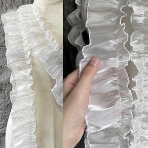 5 Meter 7cm breit weiß Satin Rüsche Falte Falten Rock Kleid Ärmel Aufschlag Einfassung Dekorationsmaterial Spitzenband V37G30L240912P