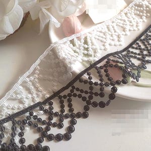 5 yards 4,5 cm 1,77" de large noir/blanc festons résille tissu broderie bricolage jupe robe chemise bordure ruban de bordure en dentelle T19X168P241111V
