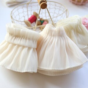 Weiß/apricot Knitterfalten Chiffon Spitzenband DIY handmade Kleider Stulpen Röcke Saum Dekoration Accessoires T21P74C250306V