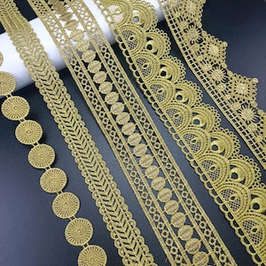 2,3-5,5 cm breit gold gewellt Stoff Stickerei Rock Hemd Hochzeitskleid Dessous Ärmel Spitzenbesatz Band Bänder Z34E242L220908Y