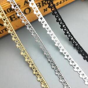 10 yards 6mm 0.02&quot; wide gold/black/white/silver scalloped fabric embroidery skirt shirt dress clothes lace trim ribbon tapes Z34E165M230716V