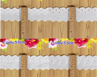 10 yards 5-5.5cm wide ivory cotton handmade diy craft cloth material fabric embroidery skirt dress lingerie lace trim ribbon Z4Z2181K230329Y