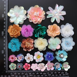 10 pezzi 2-5,5 cm di larghezza Strass paillettes perline adesivi floreali vestiti scarpe borse cappelli accessori toppe decorative applicazioni K38V9V241119T