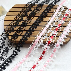 10 Meter 2-3.5 cm breit Schwarz/Ivory Jakobsmuschel Stickerei Spitzenband Zierband Halskette Armband Ärmel Rock Kleid Accessoires B14T1640L250529U