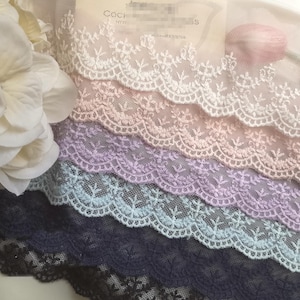 5 yards 7 cm 2,75" de large noir/ivoire/marine/violet/rose/bleu gaze jupe brodée chemise habillée bordure ruban dentelle C19U51K231011V