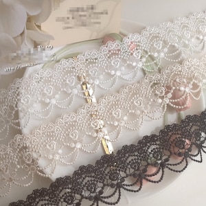 5 yards 4,5 cm 1,77" de large noir/ivoire/beige rose bracelet jupe faite main chemise habillée lingerie bordure ruban de bordure en dentelle C19U58K231010V