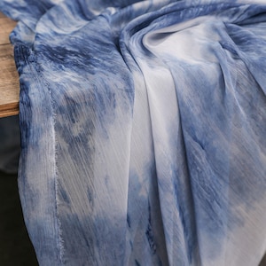 1.5 meterS wide Ocean blue Gradient Yarn Thin Silk Chiffon gauze Fabric Texture DIY Wedding Dress skirt shirt pants material I41Y34P230901T