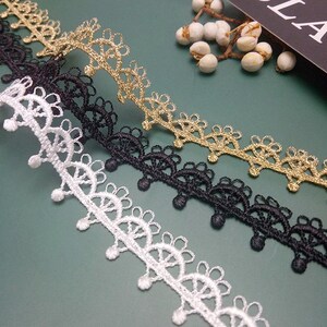 10 yards 1.8cm 0.7&quot; wide black/white/gold fabric embroidery wedding party dress skirt shirt decoration lace trim ribbon tapes Z34E97E230717V
