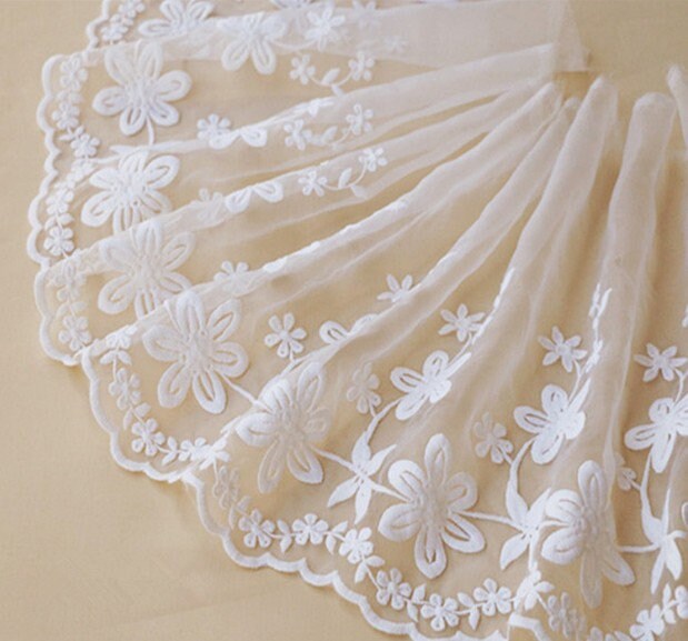 3 yards 33cm 12,99" Ivoire large maille tissu broderie rubans dentelle ruban M37C3P0430R navire gratuit 3 yards 33cm 33cm 33cm 12,99