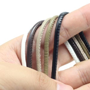 4 Meter 3 mm breit Schwarz / Elfenbein / Braun rund PU-Leder Handarbeit Material Halskette Taschengurt Gürtel Bogen Haar Hut DIY Zubehör V7K13C250326T