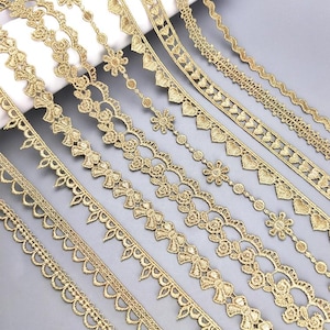 10 yards 1-2,5 cm breite weiß/gold Borte Stoff Stickerei Hochzeit Party Kleid Rock Shirt diy Kleidung Spitzenborte Band Bänder Z34E177L230716V