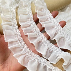5 meters 3cm 1.18&quot; wide ivory chiffon ruffle pleat wrinkle curtain dance dress skirt shirt sleeves edging lace trim ribbon C24X905P241105C