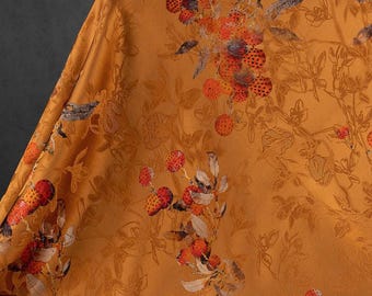 Karmelowo-brązowa tkanina z gazy liczi z przędzy w kwiaty, jedwabna gładka, oddychająca, drapowana spódnica, materiał na odzież cheongsam V11T218P251030V S