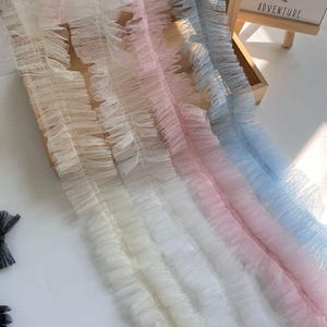 5 Meter 6 cm 2,36 "breite flauschige Netz plissierte Falten Spitzenbesatz DIY handgemachte dekorative Kleidung Kleid Rockkante Materialien T21P96C250322V