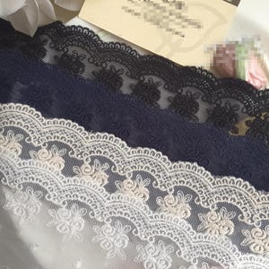 5 yardas 10 cm 3,93" de ancho Gasa negra/marfil/azul marino/beige rosa Bordado Falda infantil Vestido Bordado Material de borde de camisa Cinta de encaje C19U73K231012V