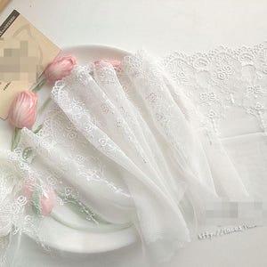 5 jardas 19 cm 7,48" de largura gaze rosa marfim bordado saia de boneca infantil dançando vestido de noiva camisa lingerie renda guarnição fita C19U144E231015V