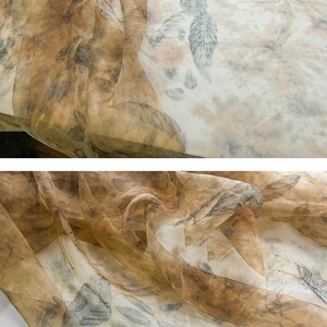 1.45 meterS wide brown Leaf printing dyeing gauze mesh yarn gauze fabric cardigan shirt skirt dress design clothing material Y29C57L241219V image 15