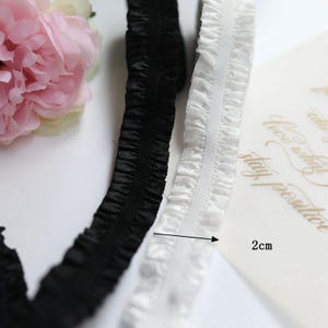 10 Meter 2 cm breit schwarz/elfenbein Musselin Musselin Elastische Spitze Zierband DIY Manschetten Röcke Kleid Material Accessoires T21P83C250306V