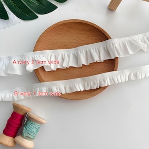 10 Meter 1,3-2,3 cm breit Elfenbein dehnbar elastisch Rüsche Faltenspitze Spitzenbesatz Band Bündchen Röcke Saum Kleidkante Dekorationsmaterial T21P98C250426V