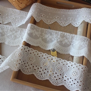 5 Meter 8-9,2 cm breit ivory Baumwollstoff Stickerei Kinderpuppe Kleid Rock Hemd Nähmaterial Einfassung Spitzenbesatz Zierband T27X451L240728P