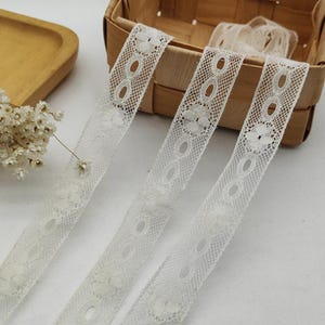 5メートル 2.5 cm 0.98インチ幅 アイボリー/ベージュ コットンメッシュレーストリムリボン編み DIY ドレススカート 衣類の端 アクセサリー素材 C42F197P250417C