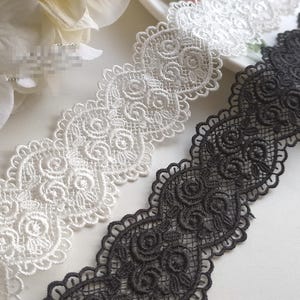 5 yards 4 cm 1,57" breit schwarz/ivory Kreis Rose Hochzeit Stickerei Rock Kleid hemd bordüre Einfassung Material Spitzenband C19U13K231010V