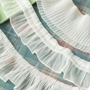2 Meter 9-12 cm breit Elfenbein Chiffon plissierte Spitze Accessoires Manschettenkragen Rocksaum verlängert Stoff Kleid Tasche Einfassmaterial C39Y391M250118J